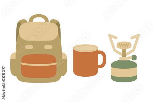 Elevating outdoor experiences with a camping backpack, mug, and portable stove for adventure enthusiasts