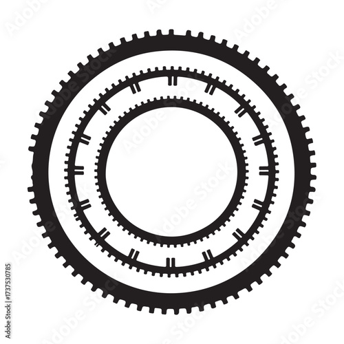 Vector art of concentric gears silhouette art design