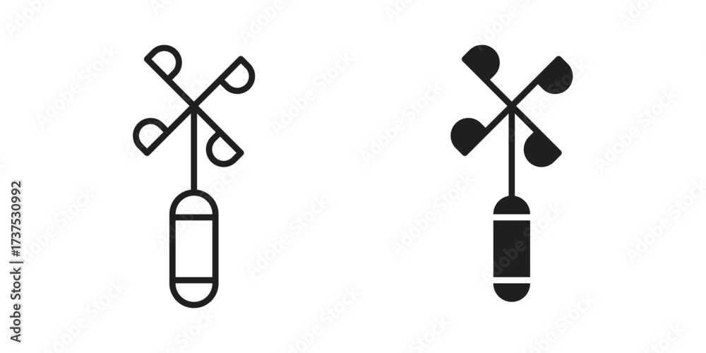 Fototapeta premium Anemometer icon art in black and white