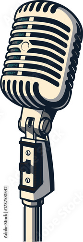 Vintage Retro Microphone Vector Illustration