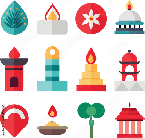 Collection of festive lanterns and candles featuring diverse shapes colors and decorative elements for holiday celebrations
