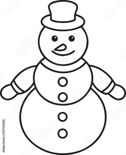 snowman outline vector illustration line art