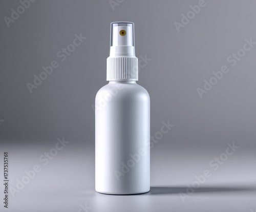 Elegant White Spray Bottle with Fine Mist Nozzle Set Against a Clean Background Representing Purity and Freshness in Household Cleaning and Personal Care