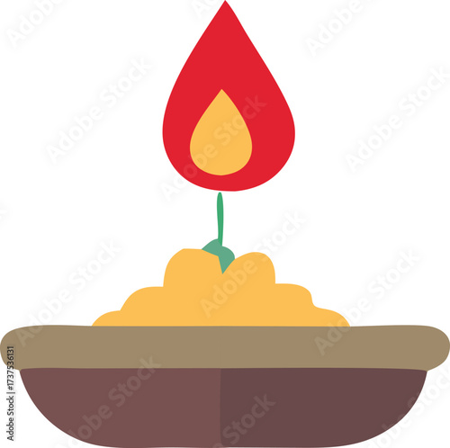 Simple festive candle flame in ceramic holder for celebrations and decorations festive ambiance light element