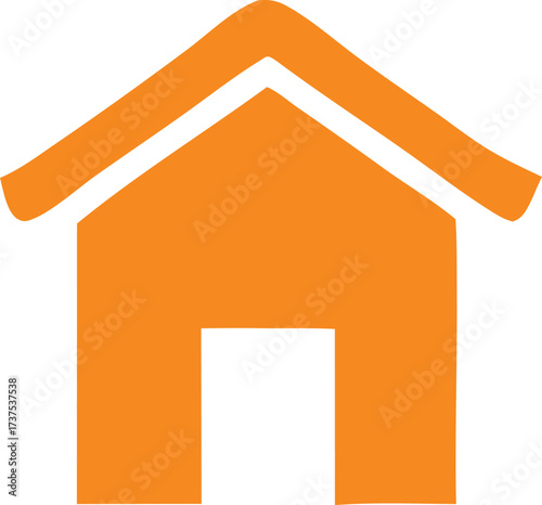 Simple orange house icon symbol for real estate homeownership property ownership and dwelling representation