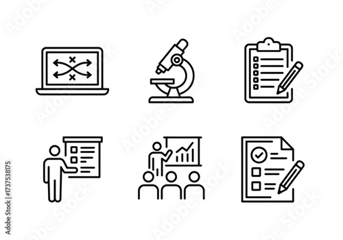 Education science research experiment learning study icon pack