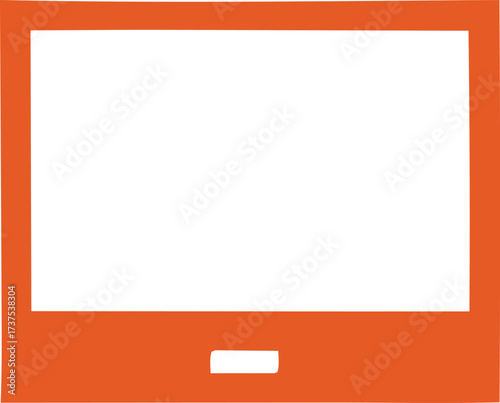 Modern orange electronic device display screen with subtle interface elements and a functional button below