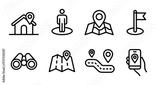 Navigation gps map direction location route travel icon pack