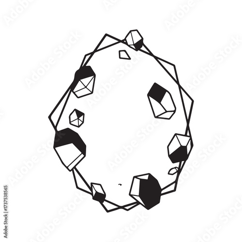 Vector art of abstract geometric asteroid belt silhouette art design