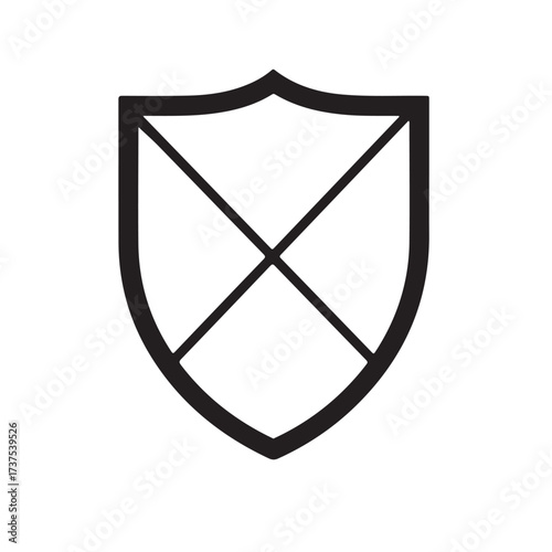 Vector art of black and white shield symbol silhouette art design