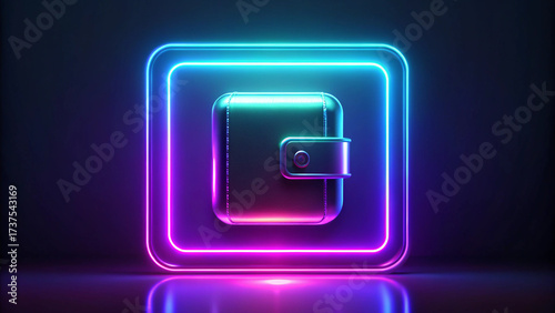 Crypto Wallet App Icon – Ultra HD 8K Futuristic Neon Digital Currency Logo for Android and iOS.