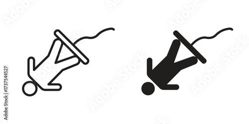 Bungee jumping icon art in black and white