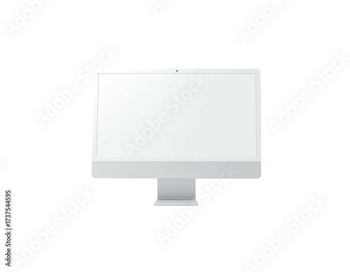 Modern all-in-one desktop computer with a large screen, floating against black