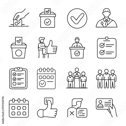 Voting and election icons set