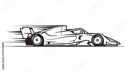 Dynamic Vector Line Art of a High-Speed Open-Wheel Race Car