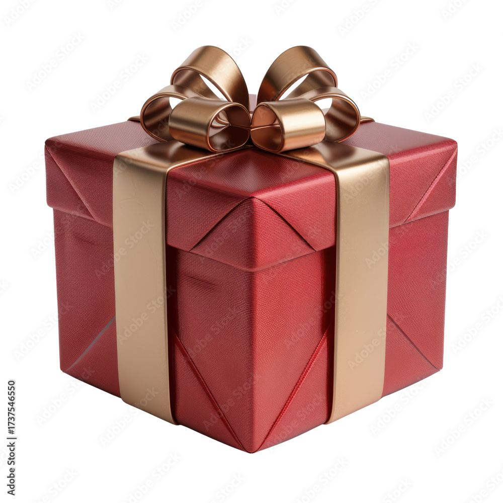 Obraz premium Elegant Red Gift Box with Golden Ribbon and Bow for Any Occasion
