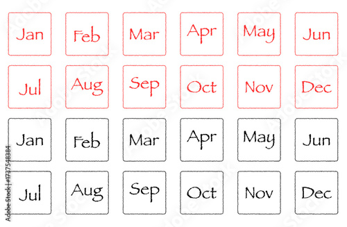 月ごとの判子 セット Jan〜Dec 