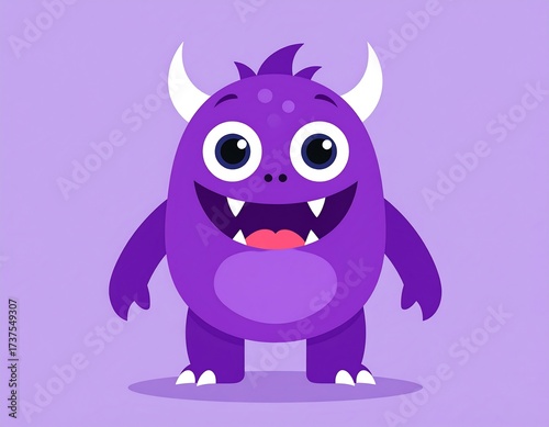Cute Purple Monster Illustration.