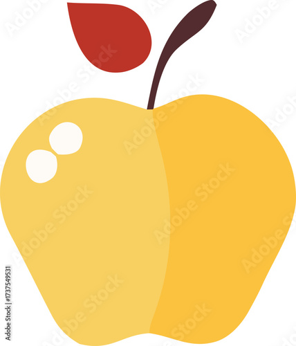 Bright yellow apple icon fresh fruit graphic healthy food symbol vibrant produce element isolated