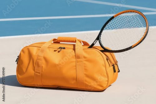Orange Tennis Bag Mockup for Sports Design and Brand Marketing Presentation
