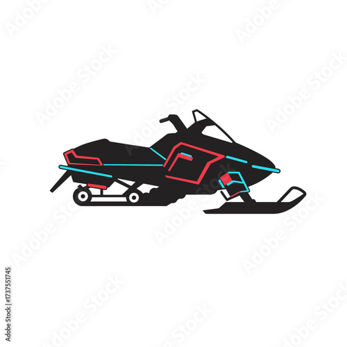 Dynamic snowmobile silhouette ready for winter adventure and extreme sports