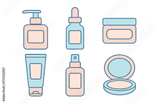 Cosmetic and skincare product bottles, jars, and tubes for beauty routine