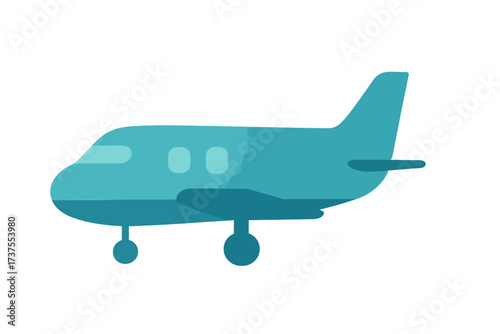 Modern blue passenger airplane icon representing global travel and transportation