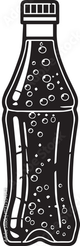 Illustration of a soda bottle with bubbles, isolated on white background