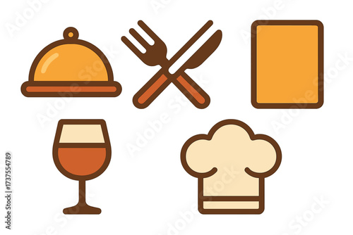 Collection of dining and restaurant service icons for culinary establishments and food businesses
