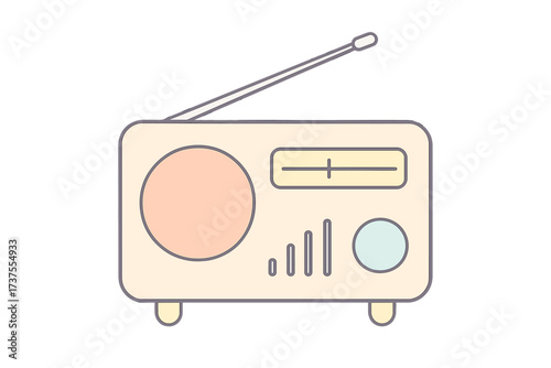 Classic portable radio receiver with antenna and tuning controls for audio entertainment