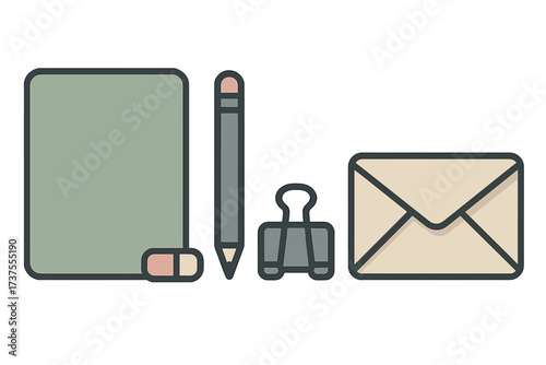 Organized collection of essential office and school supplies for daily tasks and productivity