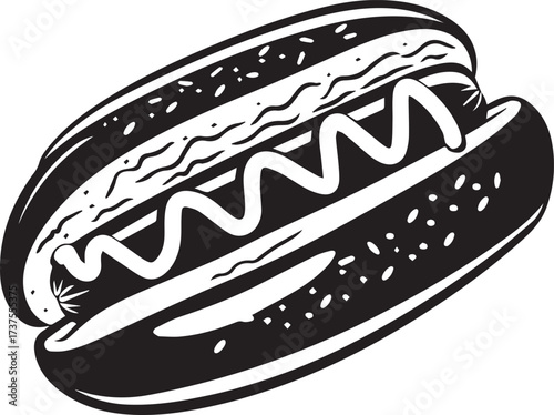Hot dog with mustard isolated on white background