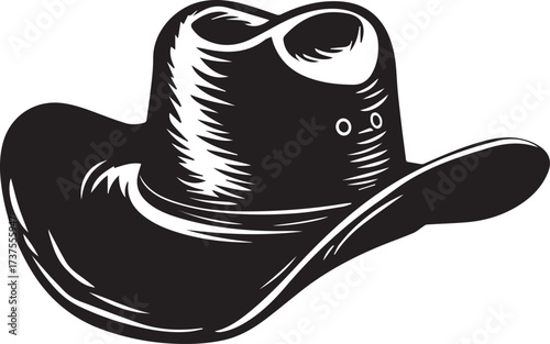 Black cowboy hat isolated on white background