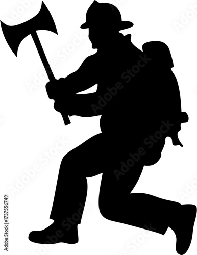 Firefighter Silhouettes Vector | Fireman, Rescue, Fire Safety, Emergency Crew Cutout Design