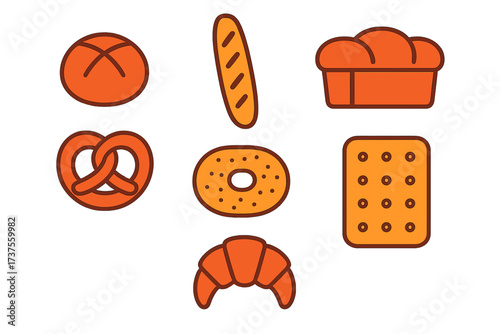 Various types of baked goods arranged in a casual layout showcasing a variety of shapes and textures