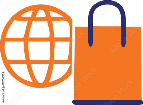 Global e-commerce and online shopping icon symbolizing international business and online retail opportunities
