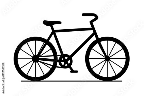 Simple black bicycle silhouette icon for transportation and recreation design