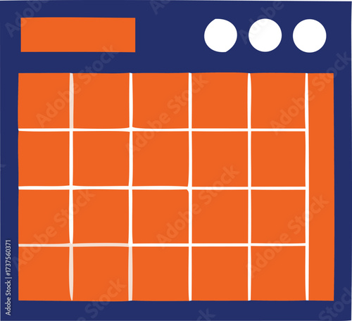 Graphic representation of a digital music production grid interface orange and blue digital music workstation conceptual art