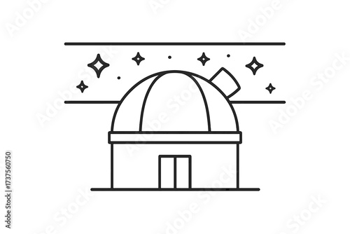 Astronomical observatory building with a telescope dome under a starry night sky