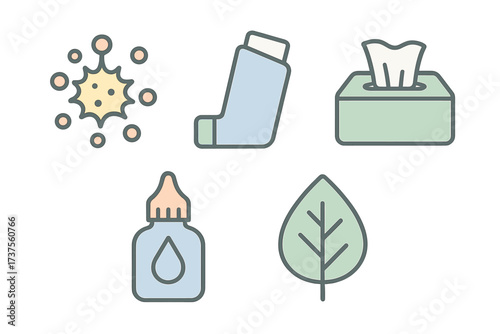 Medical Symbols for Allergy Symptoms, Asthma Treatment, Respiratory Health