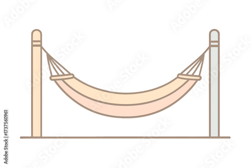 Comfortable fabric hammock suspended between two sturdy posts for outdoor relaxation