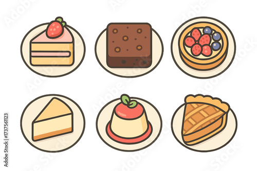 An inviting collection of delicious cakes, pies, tarts, and various sweet treats on individual plates