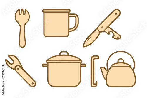 Kitchen utensils displayed together on a simple background highlighting essential cooking tools for daily use