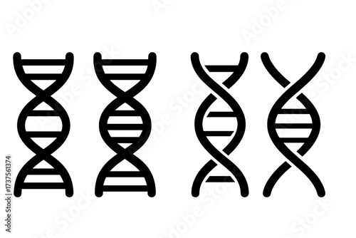 Set of genetic DNA double helix structures representing science and biology