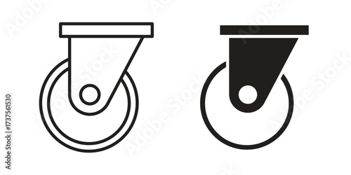 Cart trolley wheel icon art in black and white