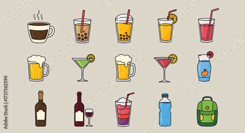 Variety of Refreshing Beverages and Drinks for Consumption and Enjoyment.