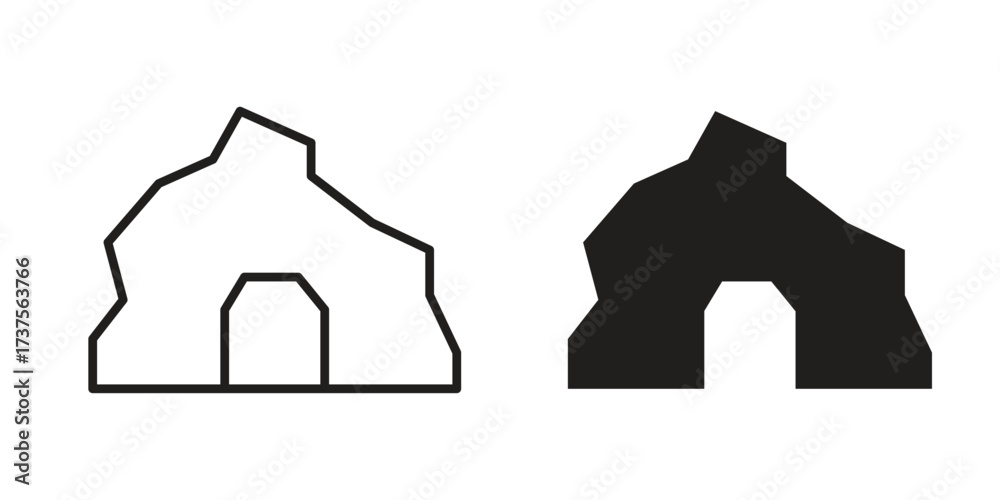 Naklejka premium cave icon art in black and white