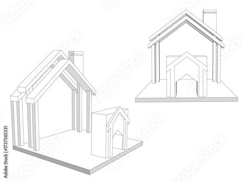 3d stand booth backdrop photo wall of fame 2,5x2,5 m with blank space logo company for preview event exhibition. Vector editable sketch outline drawing coloring.