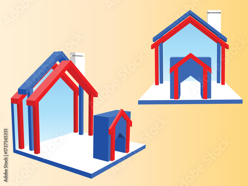 3d stand booth backdrop photo wall of fame 2,5x2,5 m with blank space logo company for preview event exhibition. Vector editable sketch outline drawing coloring.