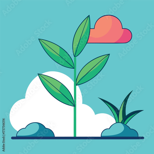 Vector illustration of nature conservation, plant, weather change
